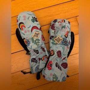 Burton Kids' Mittens - Blue with Floral Pattern
